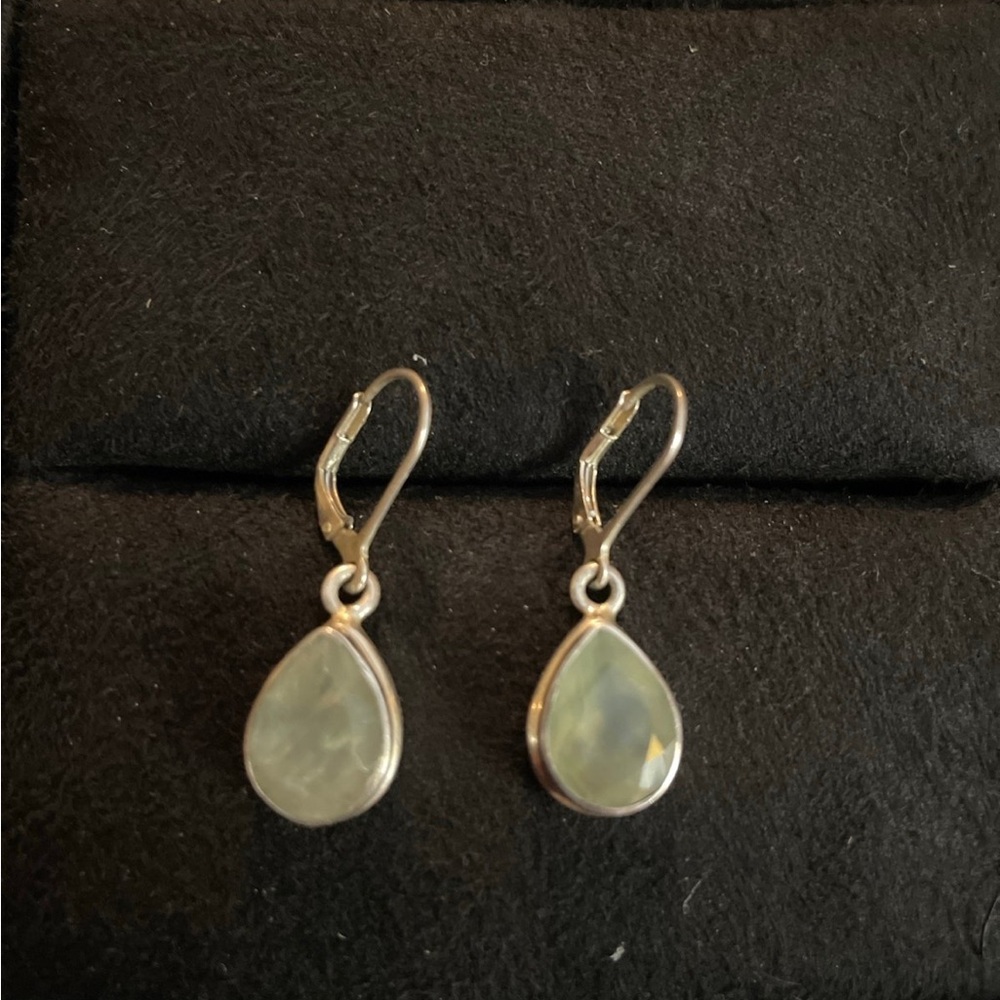 Sterling Silver Aventurine Teardrop Earrings